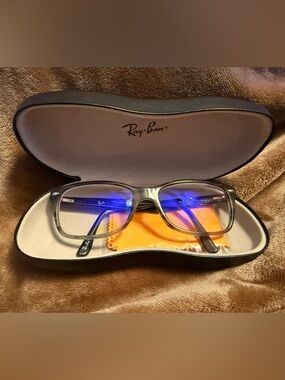 Ray-Ban Gray Translucent Blue Light Rectangular Glasses